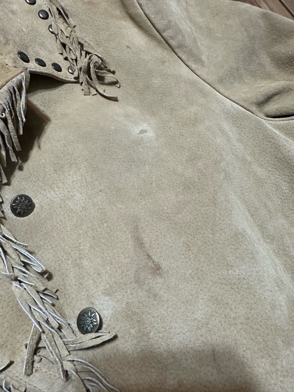 Boho Tan Suede Fringe & Stud Western Leather Jacket - Picture 9 of 9